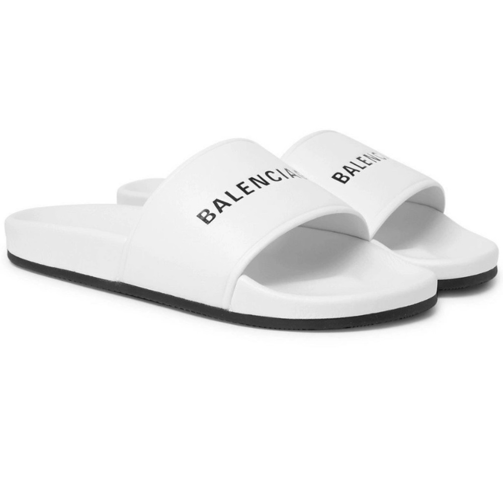 Balenciaga leather pool slides